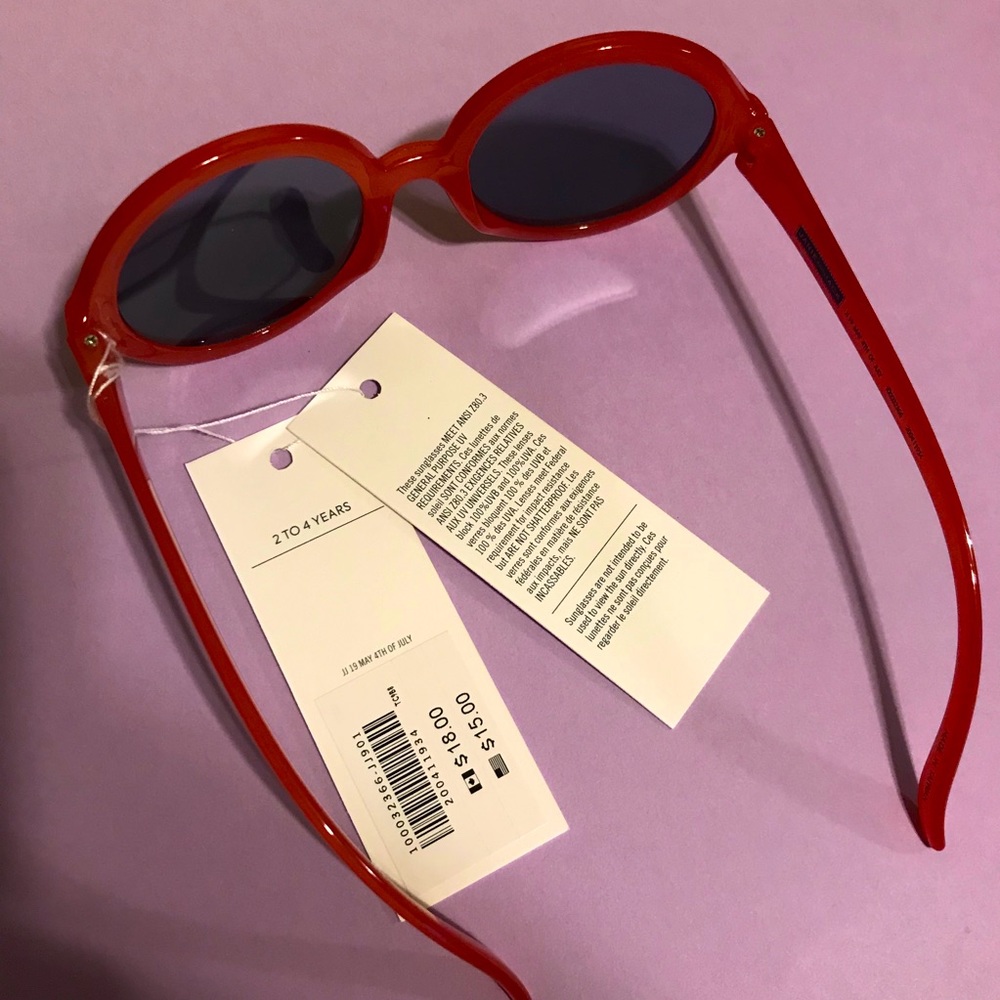 New Janie and Jack Sunglasses size 2-4 years, block 100%UVB &100%UVA. Red, round - Picture 4 of 5